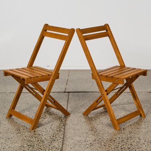 A Pair of Folding Wooden Chairs
