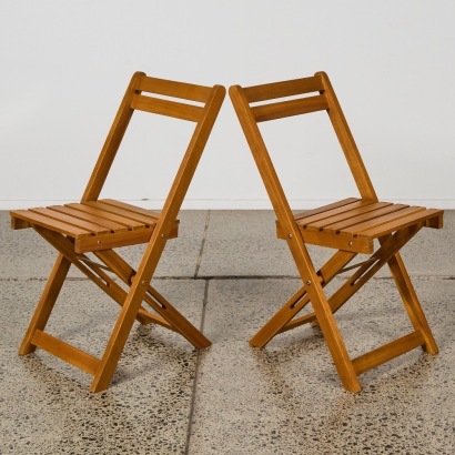 A Pair of Folding Wooden Chairs