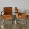 A Pair of Ralph Lauren 'Modern Penthouse' Chrome and Suede Chairs