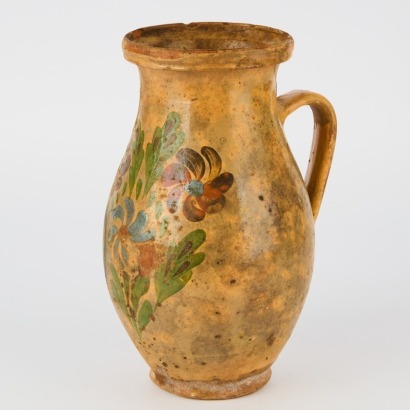 An Antique Hand Painted French Clay Jug