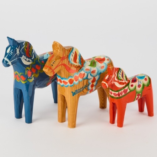 A Trio of Nils Olssen Hemslojd Dala Horses