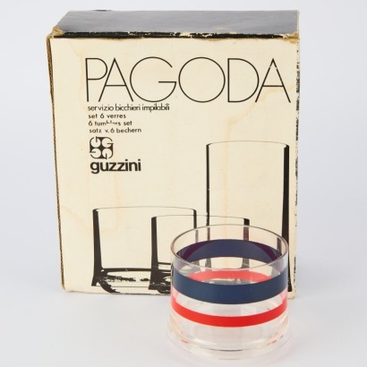 A Set of Six Guzzini Pagoda Acrylic Tumblers