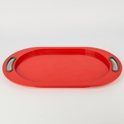 A Large Red Serving Tray by Pino Spagnolo for Biesse