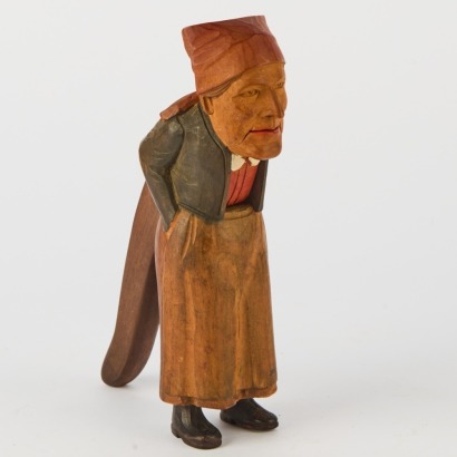 A Vintage Swiss Carved Wood Nutcracker Figure of an Old Lady