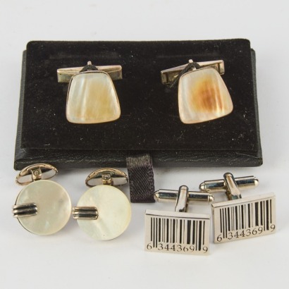 A Collection of Vintage Cuff Links, Including one Sterling Pair