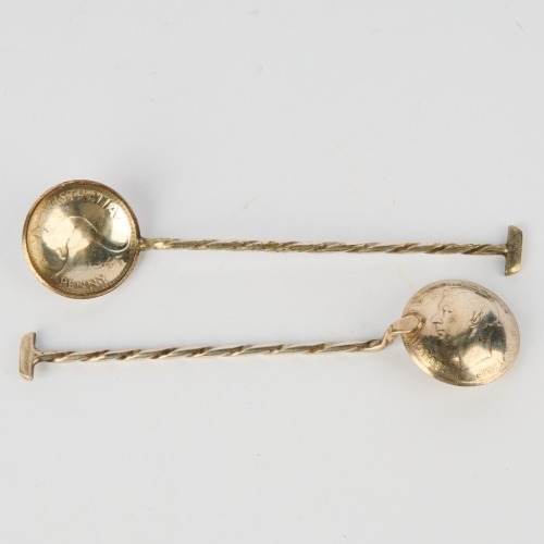 A Pair of 1943 Australian One Penny Souvenier Spoons