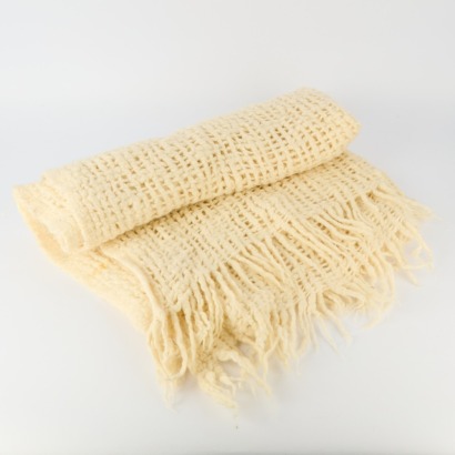 A Cream Wool Hand Knit Blanket