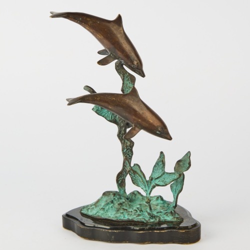 A Bronze Statue of Dolphins