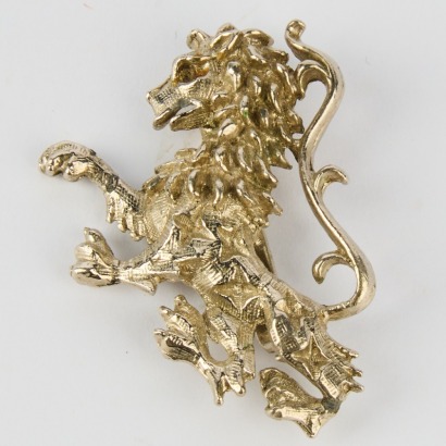 A Vintage Guglielmo Cini Leo Silver Zodiac Brooch