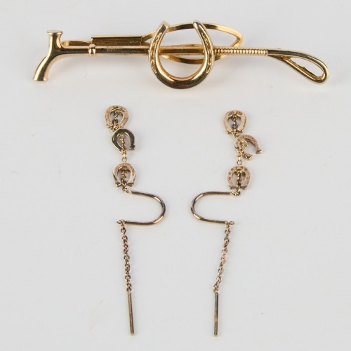 A Pair of 925 Silver Triple Horseshoe Earrings and a Stock Pin