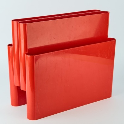 A Vintage Red Giotto Stoppino Magazine Holder for Kartell