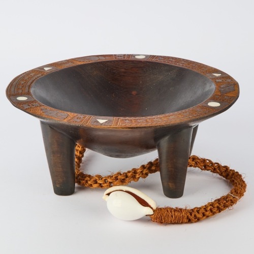 A Kava Bowl with Coconut Cord and Cowrie Shell, Fiji