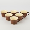 A set of six Crown Lynn Coffee Cups in Dark Brown Glaze