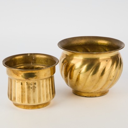 A set of two Vintage Brass Plant Pots