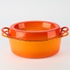 A Mid-Century French Doufeu Cast Iron Casserole in Orange
