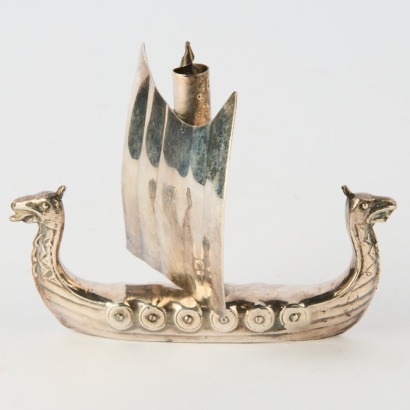 A Vintage Danish Viking Ship Corkscrew in Silver