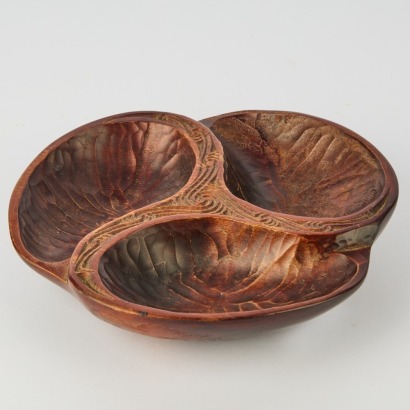 A Hand Carved Wooden Compartment Bowl