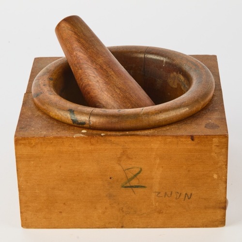 An Antique Wood Mortar and Pestle