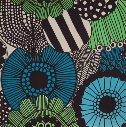 A Stretched Marimekko Textile Wall Hanging