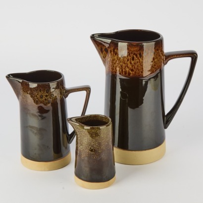 A Trio Of CC Interiors Fino Verde Handmade & Handpainted Jugs