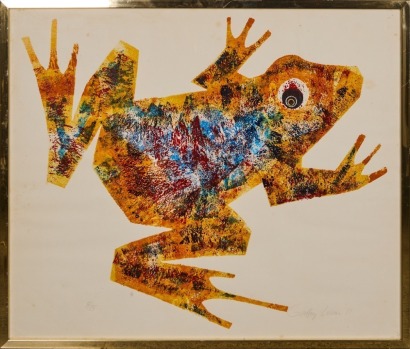 A Vintage Frog Lithograph by Geoffrey Gleeson