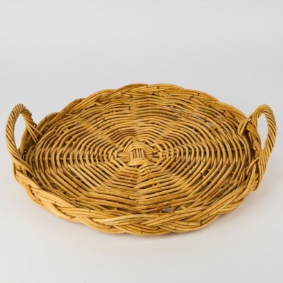 A Woven Wicker Basket Tray