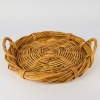 A Woven Wicker Basket Tray with Raised Sides