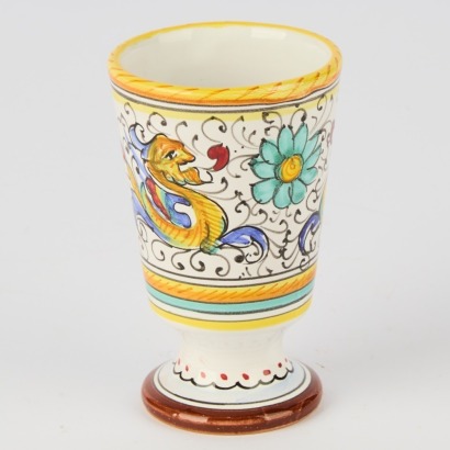 Vintage Deruta, Italy Majolica Hand painted Footed Cup