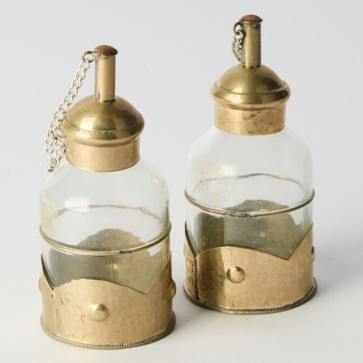 Pair of Vintage Moroccan Glass Travel Bottles