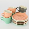 A colourful collection of six Italian Cups and Saucers by ACF