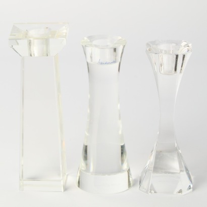 A collection of Glass Candleholders two are Villeroy and Boch one is Tiffany & Co