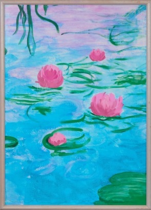 A Large Framed Monet Water Lilies Reproduction Print