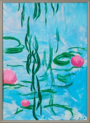 A Large Framed Monet Water Lilies Reproduction Print