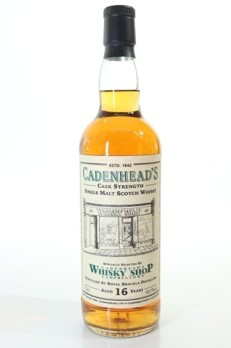 (1) 2008 Cadenhead's 'Campbeltown Whisky Shop' Royal Brackla 16 Year Old Palo Cortado Finished Single Cask Single Malt Scotch Whisky, Highlands, 53.7% ABV (Bottled 2024)