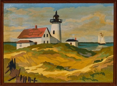 A Vintage Paint by Numbers Lighthouse Scene