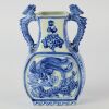 A Chinese 20th Century Blue and White Dragon and Phoenix Double-Handled Vase
