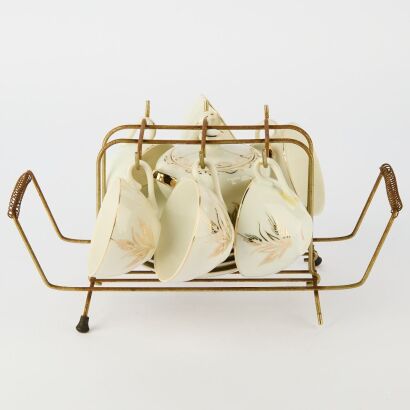 A Mid-Century Japanese Porcelain Tea Set with Stand