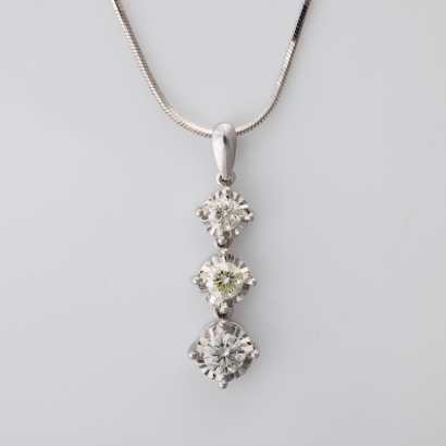 18ct White Gold, 0.68ct Diamond Pendant on 45cm, 18ct White Gold Snake Chain