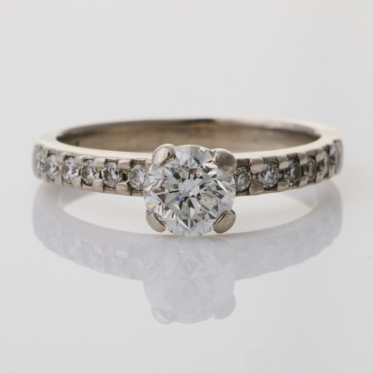 Palladium, 0.69ct / 0.19ct Diamond Solitaire Ring - GIA certified
