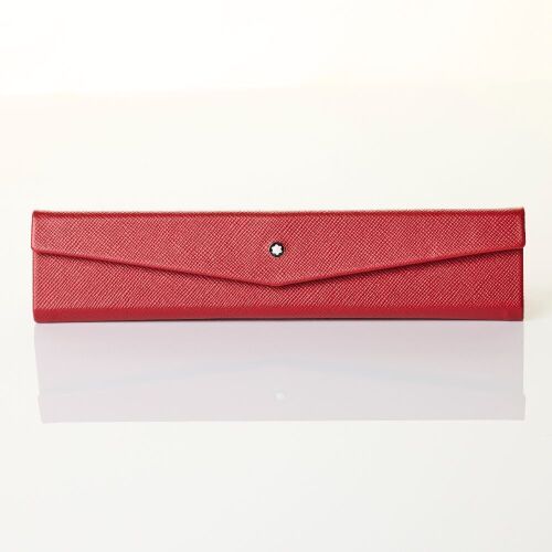 Montblanc, Red Leather Foldable Pen Pouch MB116345 with Box