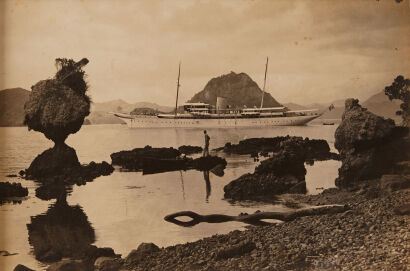 ARTIST UNKNOWN Lady Yule's beautiful yacht 'Nahlin' in Whangaroa Harbour