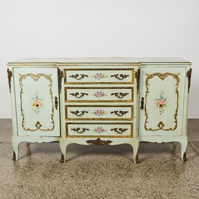 A Green Hand Painted French Side Board