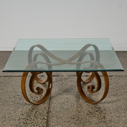 A Vintage Spanish Style Scroll Metal Coffee Table