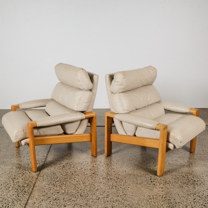 A Pair of Vintage Module Furniture Leather Armchairs, Australia