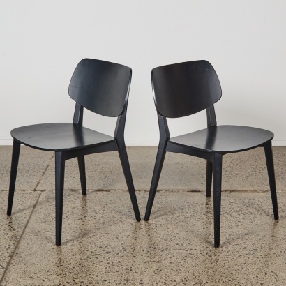 A Pair of Billiani Chairs In Black Oak