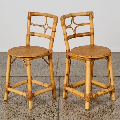 A Pair of Mid-Century Bamboo Rattan Chairs