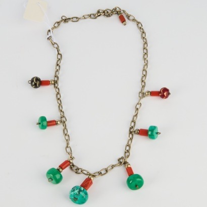 A Handmade Tibetan Multi Stone Necklace