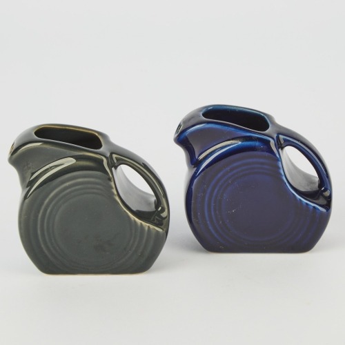 A Pair of Miniature Fiestaware Art Deco Disk Pitchers