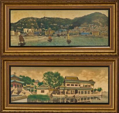 A Pair of Chinese 20th Century Landscape Tapestry Pictures