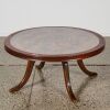 A Chinese Early 20th Century Circular Low Tea Table Carved with Figure Decoration